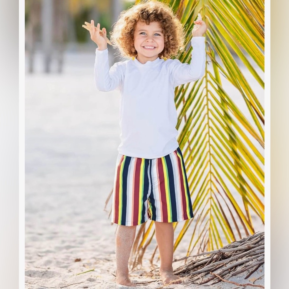 RUGGEDBUTTS Toddler Boys Swim Trunks wAdjustable Waist Stripe 4 Gap Shirt Outfit